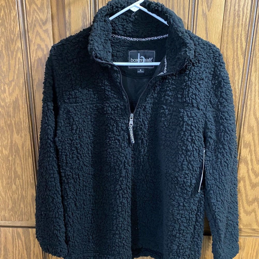 Women’s, Boxercraft, NWT, Small Black Sherpa Pullover